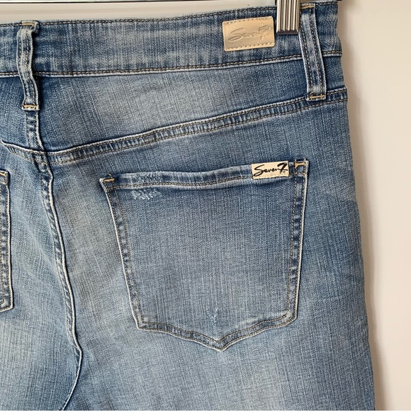 SIZE 14 SEVEN7 SLIM STRAIGHT LIGHT BLUE JEAN FRAYED HEM STRETCH - Picture 13 of 16
